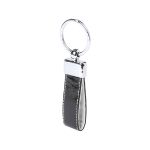 sleutelhanger van pu leder en metaal. boriem - wit