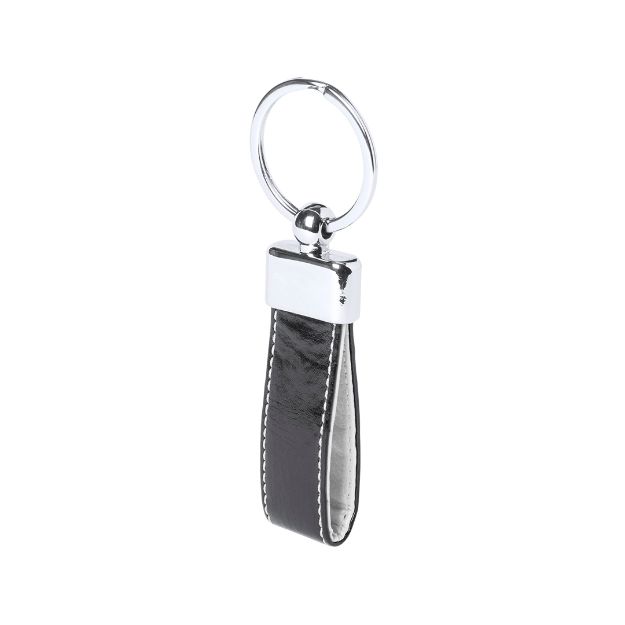 sleutelhanger van pu leder en metaal. boriem - wit