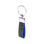 sleutelhanger van pu leder en metaal. boriem - blauw