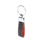 sleutelhanger van pu leder en metaal. boriem - rood