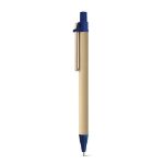 kartonnen balpen met houten clip zwartschrijvend - blauw