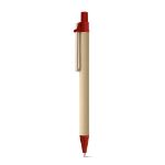 kartonnen balpen met houten clip zwartschrijvend - rood