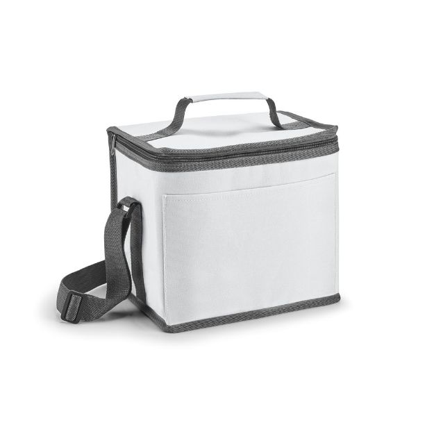 koeltas 600d polyester met voorzakje - wit