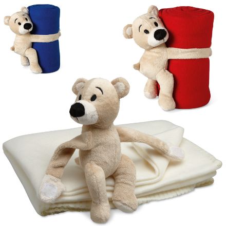 kinder fleecedeken met teddybeer.