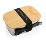 rvs lunchbox met bamboe deksel en spork 900 ml