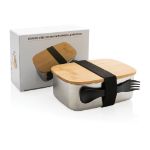 rvs lunchbox met bamboe deksel en spork 900 ml