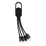 4-in-1 kabel met karabijnhaak - zwart