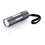 aluminium zaklamp met 9 witte leds - grijs