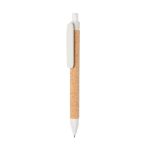 eco-pen van tarwostro en kurk blauwschrijvend - wit