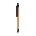 eco-pen van tarwostro en kurk blauwschrijvend - zwart