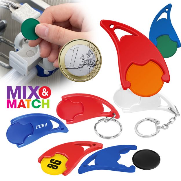 winkelwagenmuntje 1€ in houder mazinger