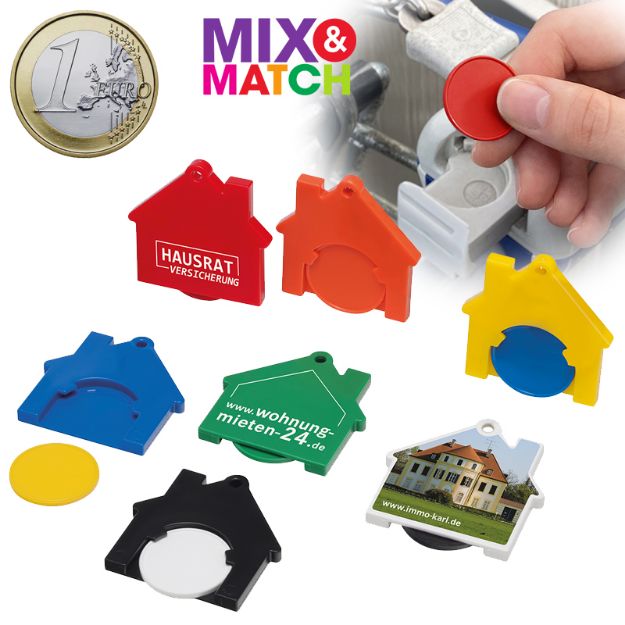 winkelwagenmuntje 1€ in houder en met ketting