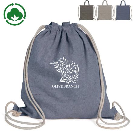drawstring rugzak gerecycled katoen 38x42cm