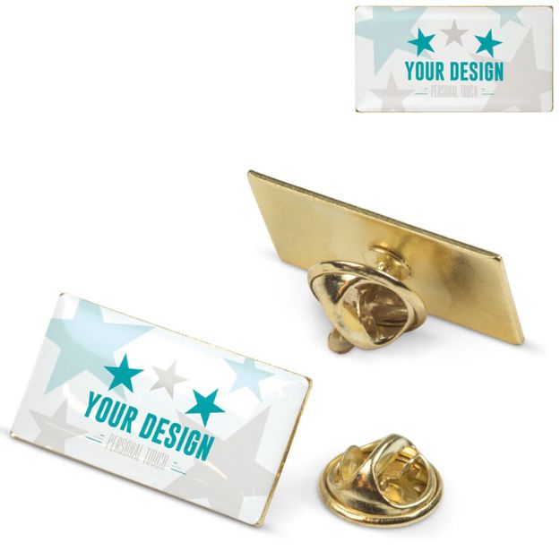 badge metalen pin 26x14mm. custom made