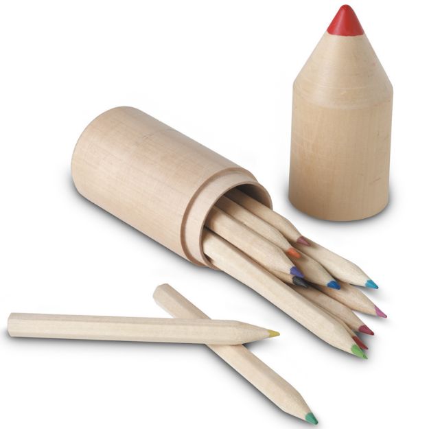kleurpotloden in houten doos
