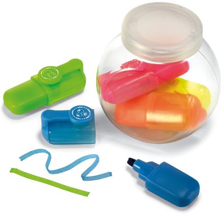 5 markeerstiften in kleine voorraadpot.