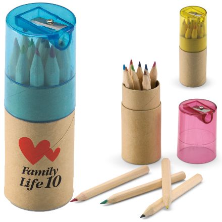 12 kleurpotloden in koker