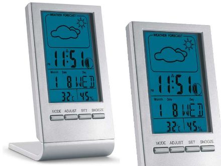 weerstation met blauw lcd display.