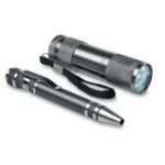 penvormige aluminium multitool met 9 led lampjes.