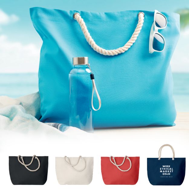 menorca strandtas met touw handvatten