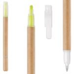 2-in-1 kartonnen balpen en highlighter duo