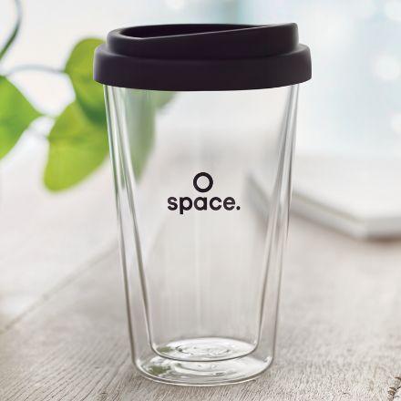 dubbelwandig glas met deksel bielo 350 ml