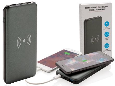 10.000 mah powerbank met 10w draadloos snelladen