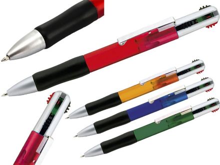balpen 4-kleuren met metalen clip