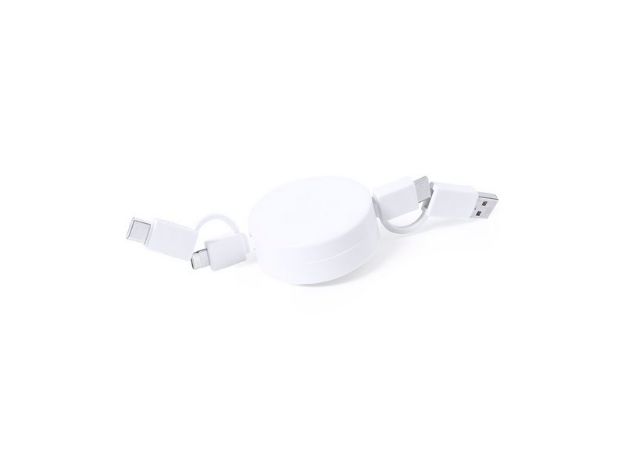 uitschuifbare oplaadkabels type c en 2 usb kiotex