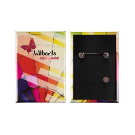 metalen button, rechthoekig 53x78 mm, custom made