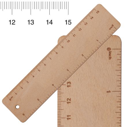 houten liniaal, 15 cm.