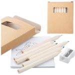 kleurset, 6 kleurpotloden, slijper en kleurboek