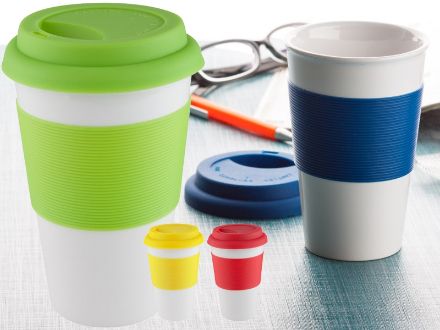 mok met siliconen deksel en grip 420 ml