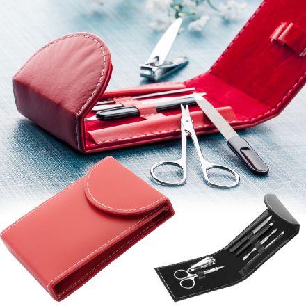 zes delige manicureset, in imitatie leren etui.
