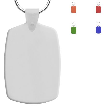 simpele, plastic sleutelhanger met metalen ring.