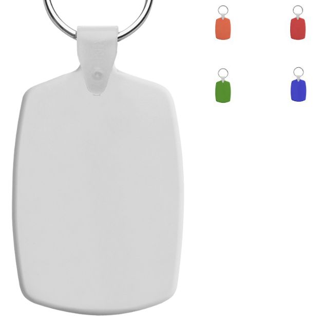 simpele, plastic sleutelhanger met metalen ring.