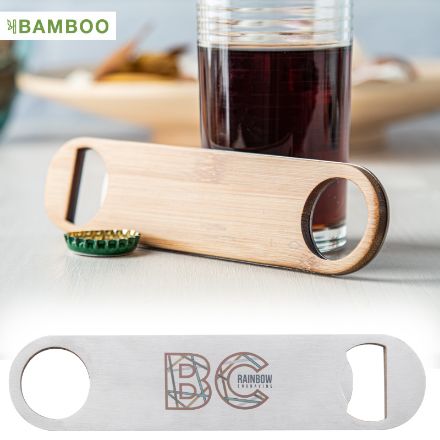 flessenopener bamboe en rvs