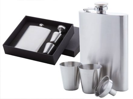 heupfles met glazen en trechter 230 ml