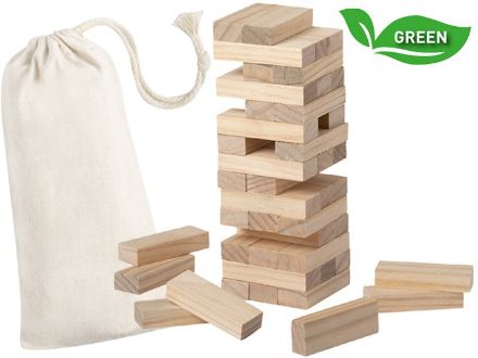 45 delige houten torenspel in katoenen etui sabix