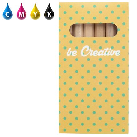 6 kleurpotloodjes in doosje bedrukt custom made