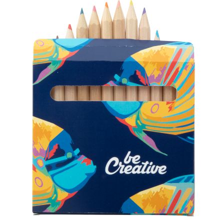 12 kleurpotloodjes in doosje full colour bedrukt