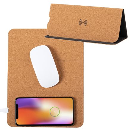 muismat van kurk en draadloze oplader reliu