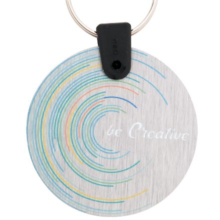 ronde aluminium sleutelhanger aluudy. custom made.