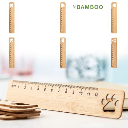 bamboe lineaal 12 cm met uitgesneden motief
