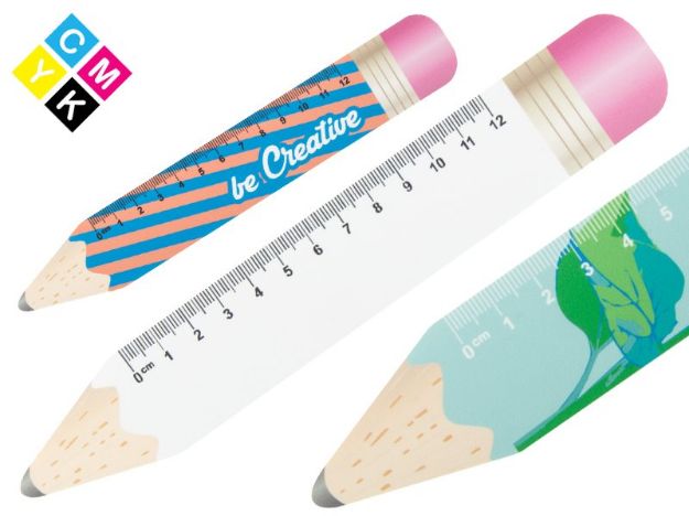 plastic liniaal van 12 cm, potlood