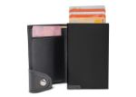 rfid kaarthouder met leerlook hoes - zwart