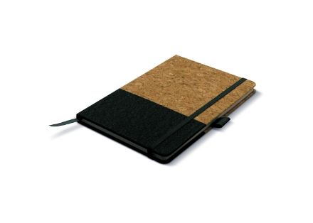 notitieboek a5 van kurk en vegan leder - zwart
