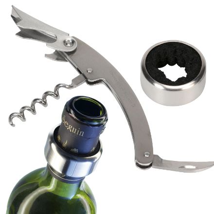 2-delige wijngeschenkset: kelnermes-druppelvanger