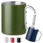 metalen mok dubbelwandig met karabijnhaak 300ml