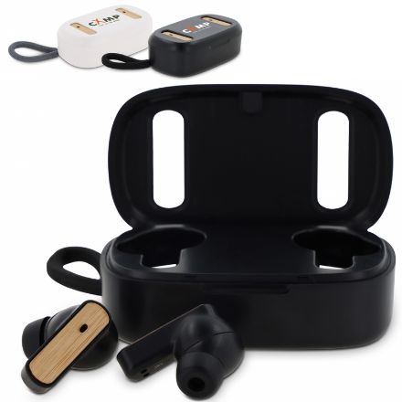 tws draadloze oortjes bamboe